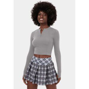 Halara Half Zip Long Sleeve Cropped Active Workout Shirt Sz Large Womens Gray